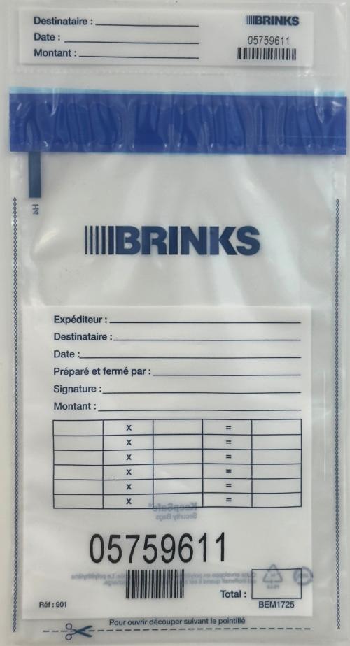 SAC MONNAIE 5KG MAX - LOGO BRINK'S